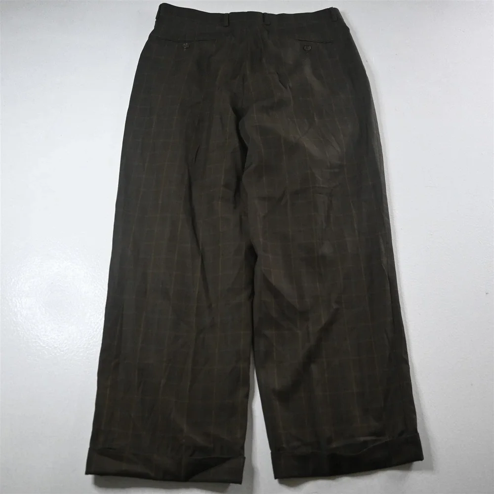Vanetti 42L 34x30 Brown Windowpane‎ Mens Jacket Pants Suit